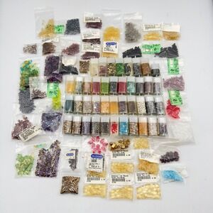 Vintage Huge lot of Glass Crystal Beads Teardrop Dagger Cube Vials Bulk